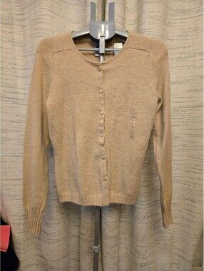 NWT GAP Stretch Button Front Cardigan Sweater Women's Large Oatmeal Wool Blend